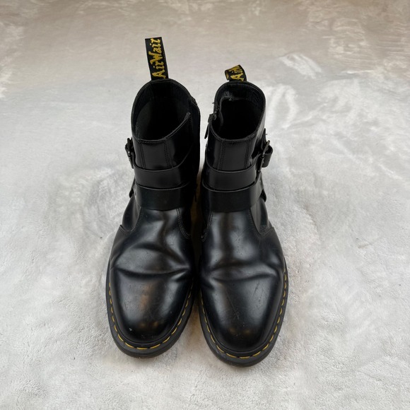 Dr Martens James Black Leather Buckle Strap Zip Ankle Boots Mens US 13 - Picture 1 of 6